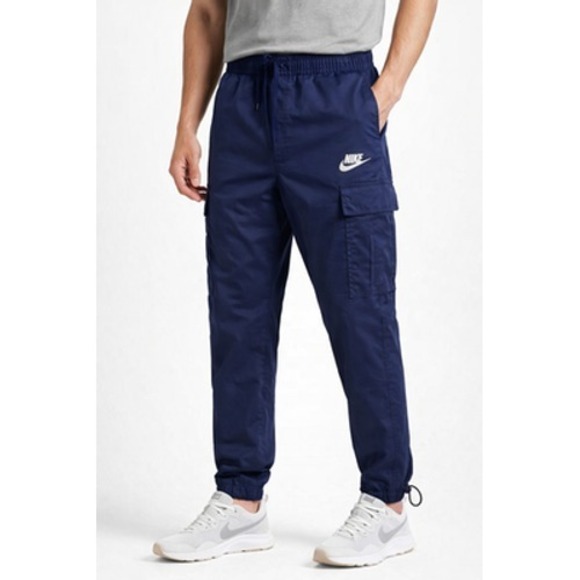 Nike Other - Nike Cargo Jogger Pants Mens Medium Navy Blue Tech Utility Nylon Cotton Elastic